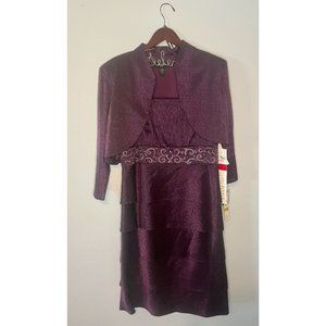 NWT R&M Richards Size 14 Eggplant Purple 2 Piece Dress